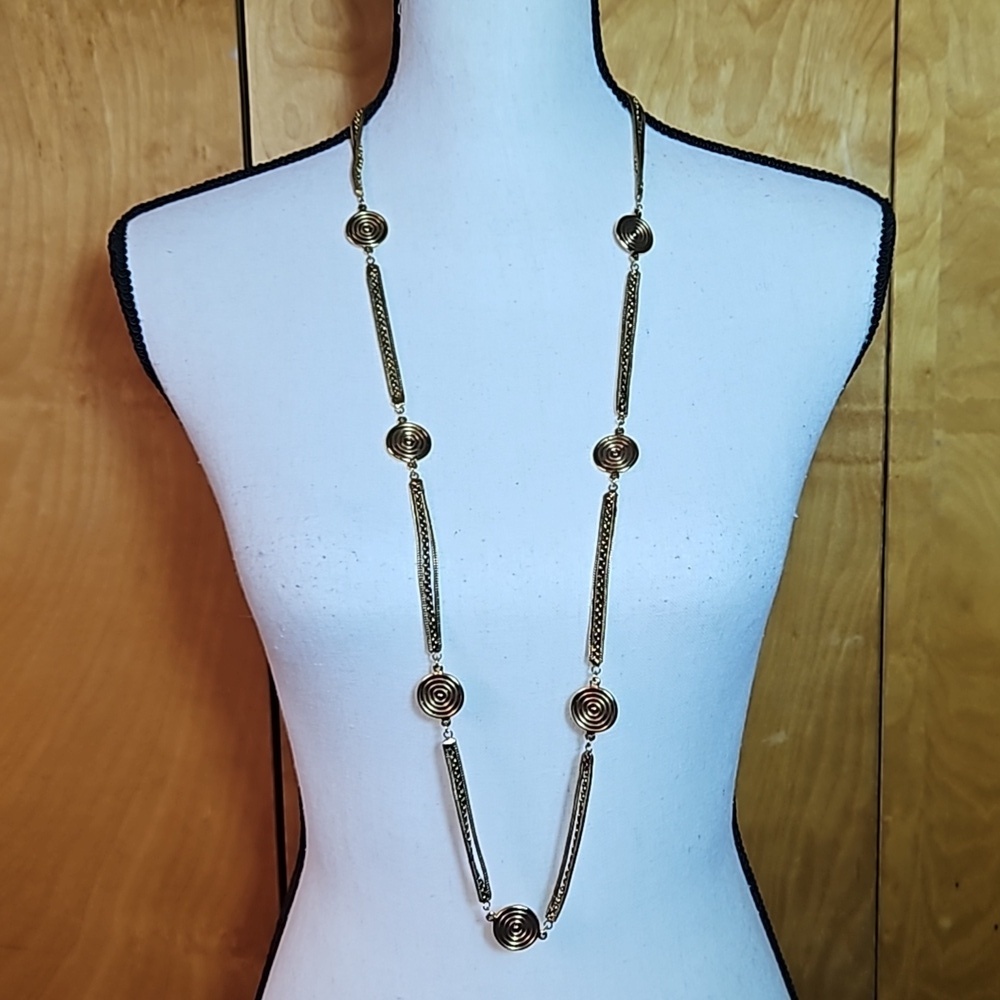 Yves Saint Laurent YSL Belt Necklace Vintage Triple Strand Coin 39.5" Authentic